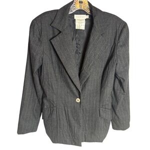 Carmelo‎ Pomodoro Blazer Women Size 8 Gray Wool Blend Pinstripe Professional